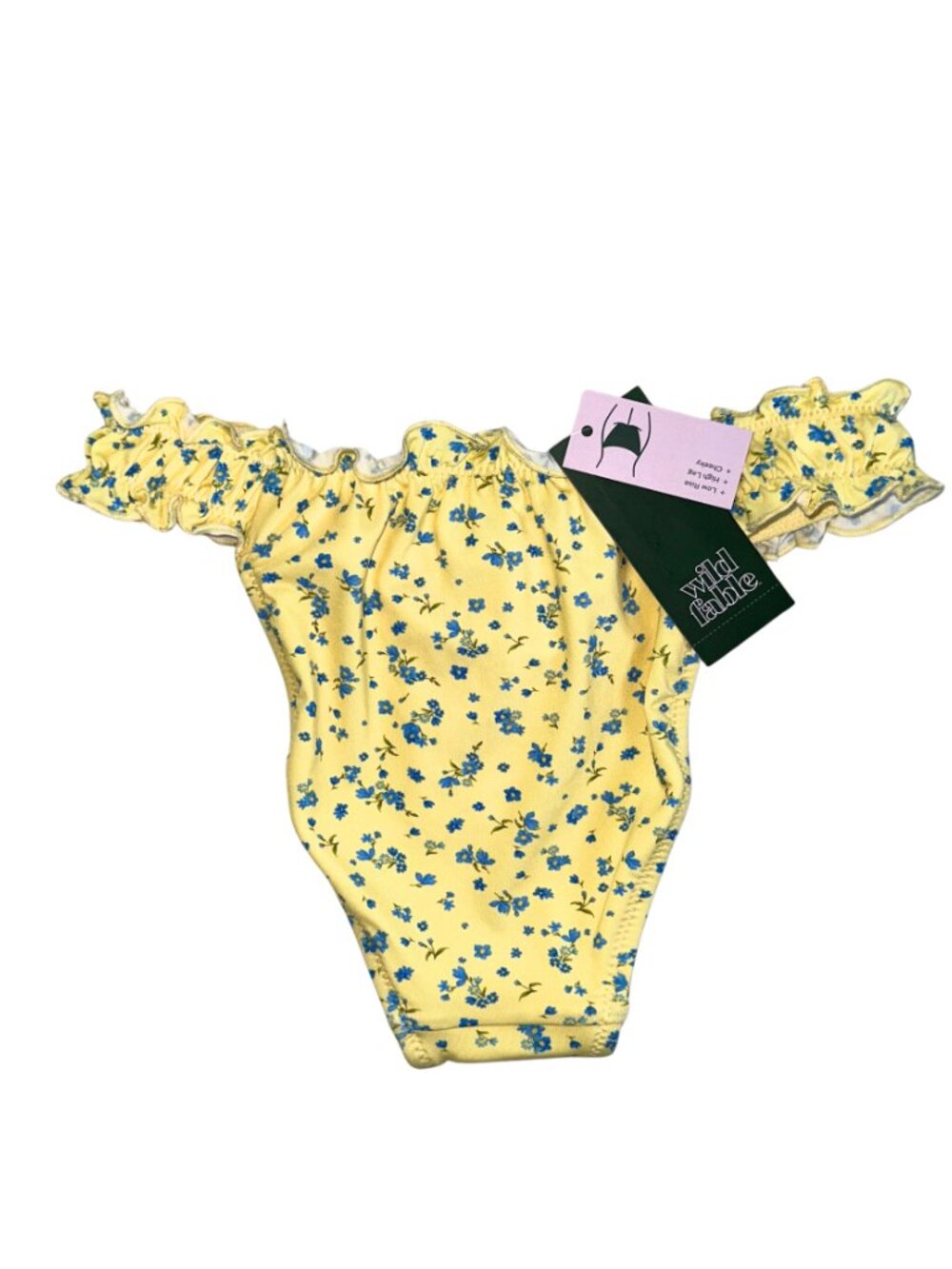 Wild Fable Yellow Floral Bikini Bottom XXS Ruffle Aesthetic High Leg - Picture 3 of 5